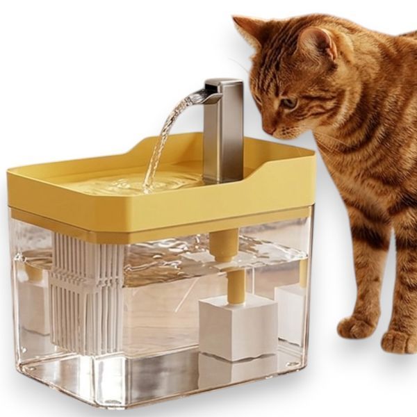 Питьевой фонтан для котов и собак 1,5L, поилка с фильтром и краном Желтая PetsWater-1.5/YL фото