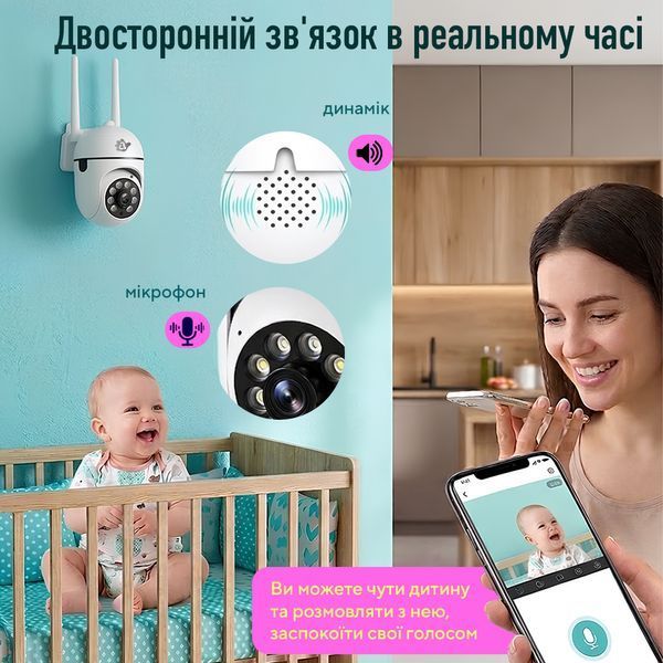 Видеоняня Wi-Fi A1 1080P &mdash; детская цифровая беспроводная IP камера 360&deg; с ночным видением и датчиком движения CA1-1080 фото