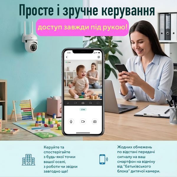 Видеоняня Wi-Fi A1 1080P &mdash; детская цифровая беспроводная IP камера 360&deg; с ночным видением и датчиком движения CA1-1080 фото